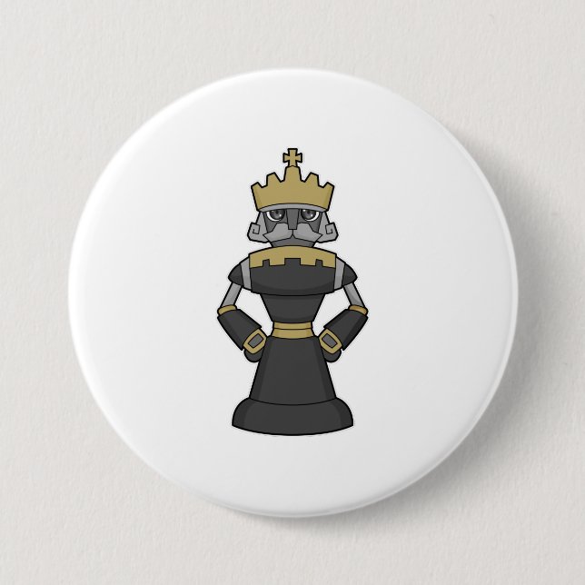 Macaron Rond 7,6 Cm Échecs King Crown Chess (Devant)