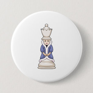 Macaron Rond 7,6 Cm Échecs Queen Chess