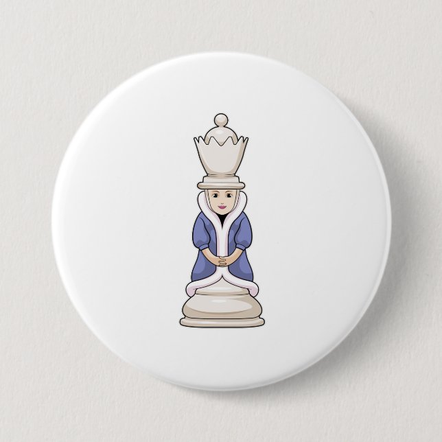 Macaron Rond 7,6 Cm Échecs Queen Chess (Devant)