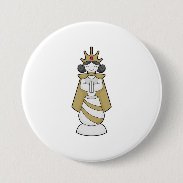 Macaron Rond 7,6 Cm Échecs Queen Crown Chess (Devant)