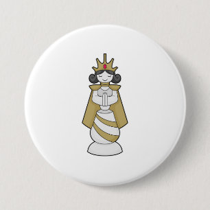 Macaron Rond 7,6 Cm Échecs Queen Crown Chess