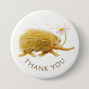 Macaron Rond 7,6 Cm Echidna watercolor animal thank you button/badge
