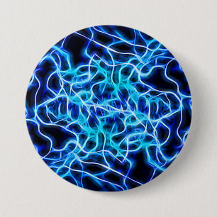 Macaron Rond 7,6 Cm Éclair électrique néon bleu Tesla Coil