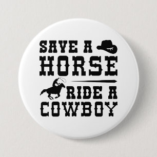 Macaron Rond 7,6 Cm Économisez Une Promenade À Cheval Sur Un Cowboy