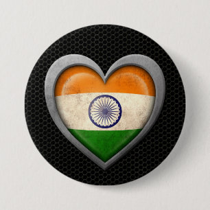 Macaron Rond 7,6 Cm Effet en acier de maille de drapeau indien de