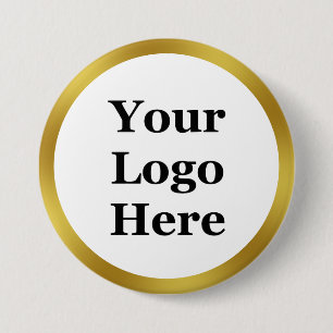 Macaron Rond 7,6 Cm Élégant Blanc et Faux Gold Votre logo ici