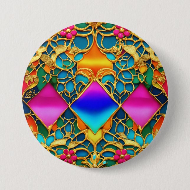 Macaron Rond 7,6 Cm Elégant Futuriste Manoir Français Intérieur (Devant)