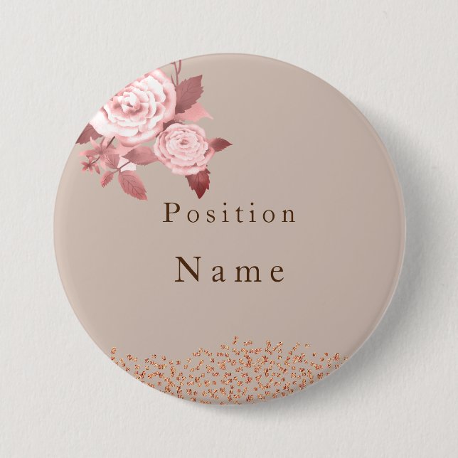 Macaron Rond 7,6 Cm Élégant Nom du Mariage Rose chic (Devant)