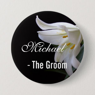 Macaron Rond 7,6 Cm Elegant, pretty bride / groom wedding button.