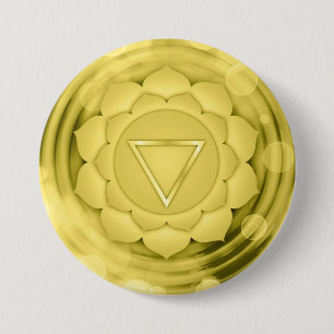 Macaron Rond 7,6 Cm Élégant solaire Jaune Chakra Zen Yoga Spirituel
