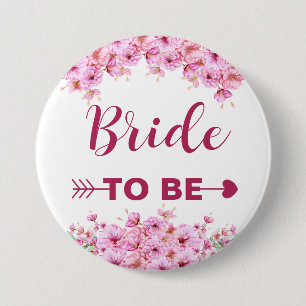Macaron Rond 7,6 Cm Élégante aquarelle rose fleur mariée à être