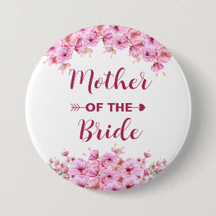 Macaron Rond 7,6 Cm Elégante Aquarelle Rose Floral Mère De La Mariée