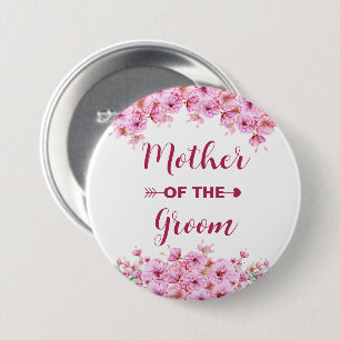 Macaron Rond 7,6 Cm Elégante Aquarelle Rose Floral Mère De La Salle