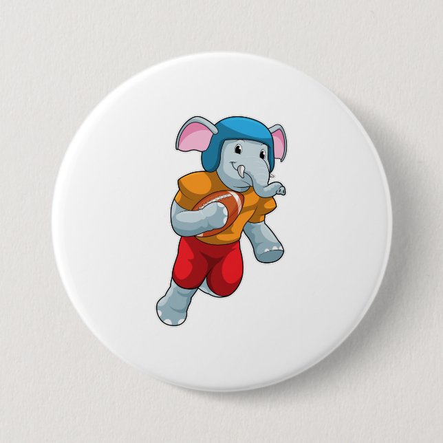 Macaron Rond 7,6 Cm Elephant au football (Devant)