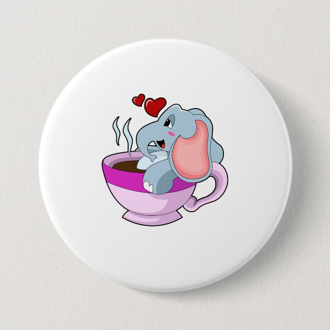 Macaron Rond 7,6 Cm Elephant avec la coupe du café (Devant)