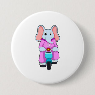 Macaron Rond 7,6 Cm Eléphant avec vélo