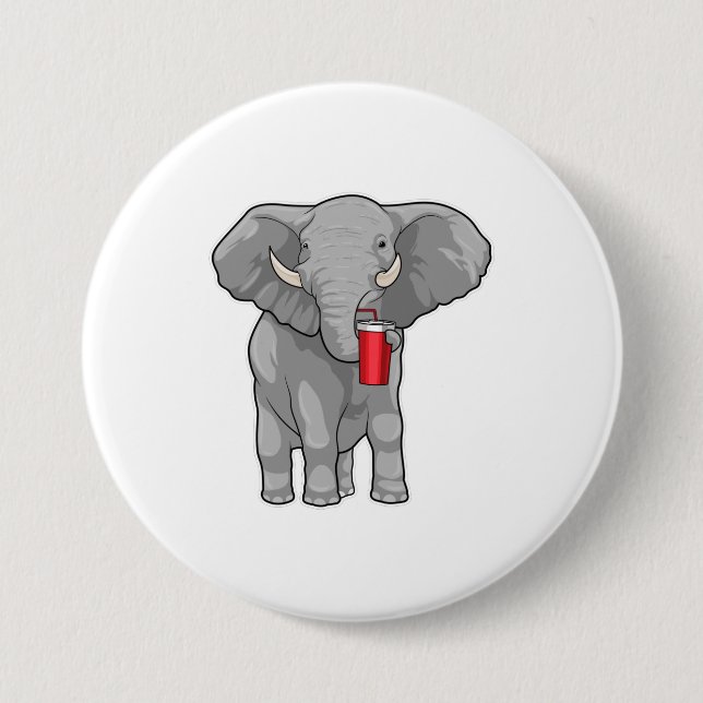 Macaron Rond 7,6 Cm Eléphant Boire de la tasse (Devant)
