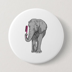 Macaron Rond 7,6 Cm Elephant comme coiffeur avec peigne