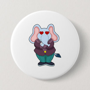 Macaron Rond 7,6 Cm Éléphant comme marié avec costume.PNG