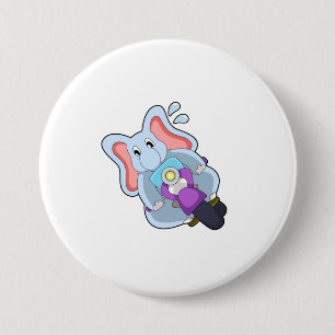 Macaron Rond 7,6 Cm Elephant comme vélo avec moto.PNG