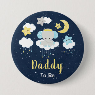 Macaron Rond 7,6 Cm Elephant Jaune et papa de la marine