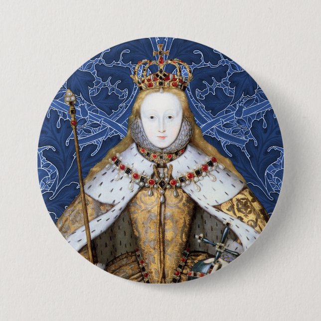 Macaron Rond 7,6 Cm Elizabeth Tudor, reine d'Angleterre (Devant)