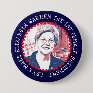 Macaron Rond 7,6 Cm ELIZABETH WARREN 2020 Bouton de l'élection préside