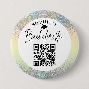 Macaron Rond 7,6 Cm Elle A Trouvé Son Unicorn Bachelorette QR Code Boi
