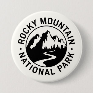 Macaron Rond 7,6 Cm Emblem du parc national des Rocheuses