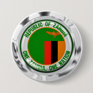 Macaron Rond 7,6 Cm Emblème de la Zambie ronde