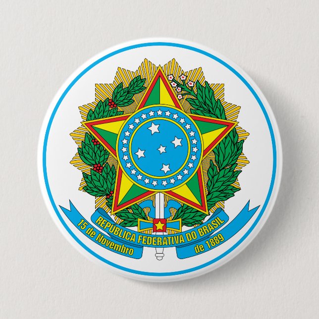 Macaron Rond 7,6 Cm emblème du brésil (Devant)