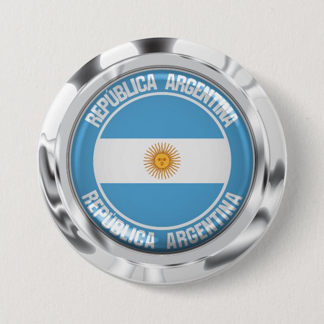 Macaron Rond 7,6 Cm Emblème du cycle de l'Argentine (Devant)
