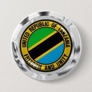 Macaron Rond 7,6 Cm Emblème du cycle de Tanzanie