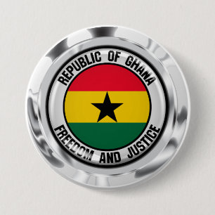 Macaron Rond 7,6 Cm Emblème du Ghana
