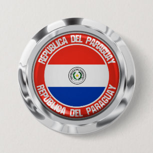Macaron Rond 7,6 Cm Emblème du Paraguay