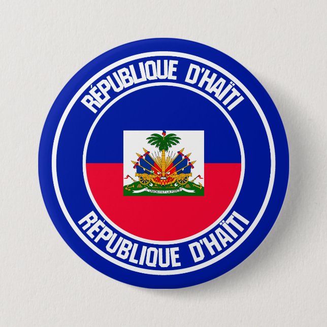 Macaron Rond 7,6 Cm Emblème du tour d'Haïti (Devant)