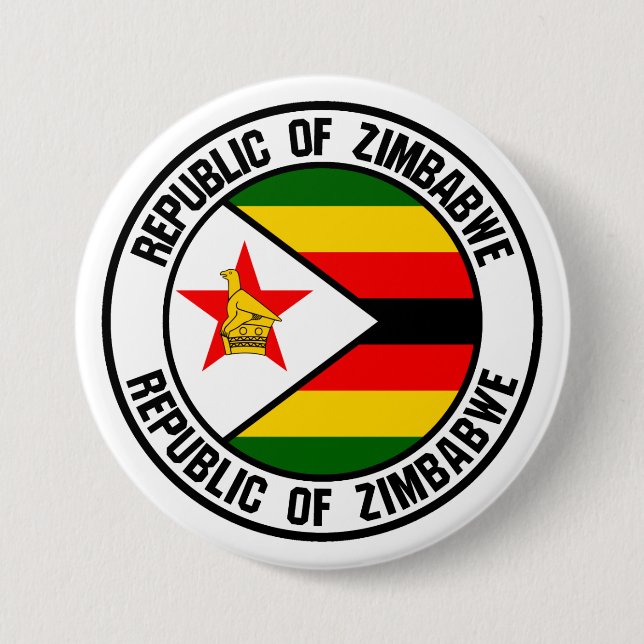 Macaron Rond 7,6 Cm Emblème du Zimbabwe Round (Devant)