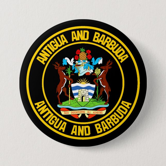 Macaron Rond 7,6 Cm Emblème rond Antigua-et-Barbuda (Devant)