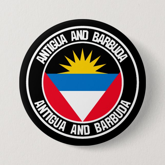 Macaron Rond 7,6 Cm Emblème rond Antigua-et-Barbuda (Devant)