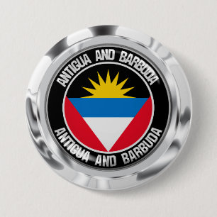 Macaron Rond 7,6 Cm Emblème rond d'Antigua-et-Barbuda