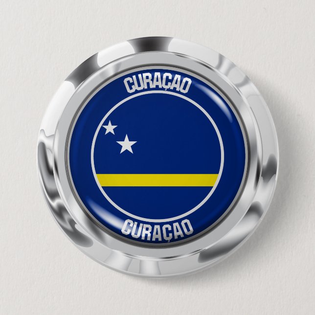 Macaron Rond 7,6 Cm Emblème rond de Curaçao (Devant)