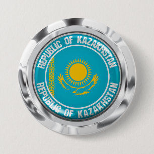 Macaron Rond 7,6 Cm Emblème rond de Kazakhstan