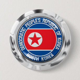Macaron Rond 7,6 Cm Emblème rond de la Corée du Nord