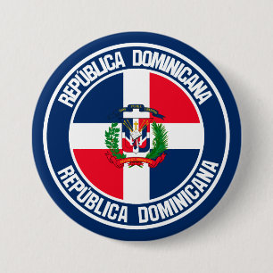 Macaron Rond 7,6 Cm Emblème rond de la République Dominicaine