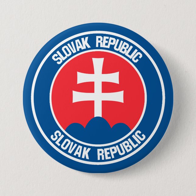 Macaron Rond 7,6 Cm Emblème rond de la Slovaquie (Devant)