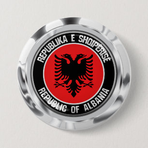 Macaron Rond 7,6 Cm Emblème rond de l'Albanie