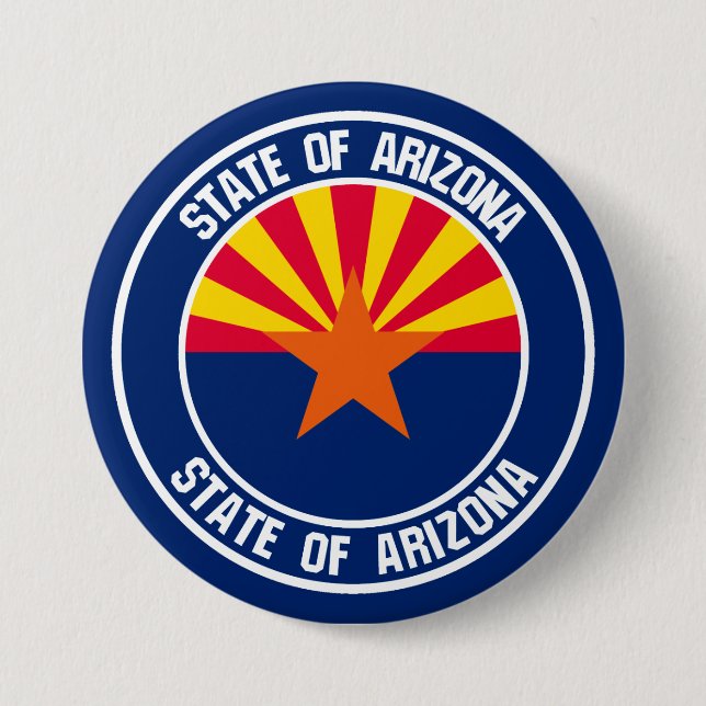 Macaron Rond 7,6 Cm Emblème rond de l'Arizona (Devant)