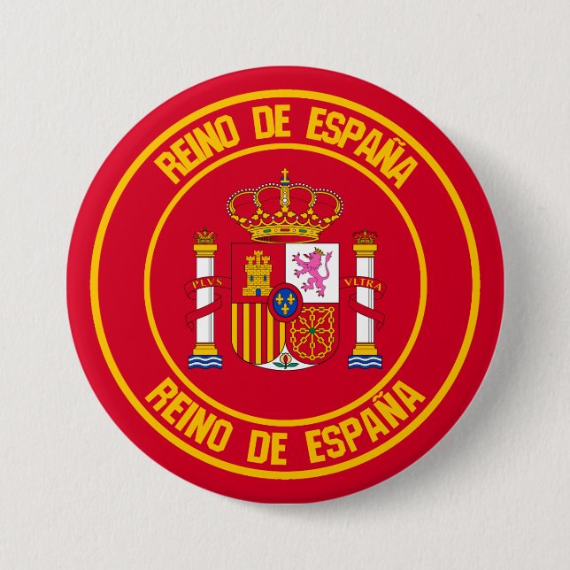 Macaron Rond 7,6 Cm Emblème rond de l'Espagne (Devant)