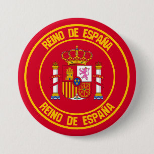 Macaron Rond 7,6 Cm Emblème rond de l'Espagne