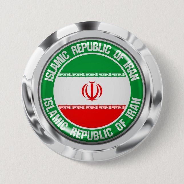 Macaron Rond 7,6 Cm Emblème rond de l'Iran (Devant)